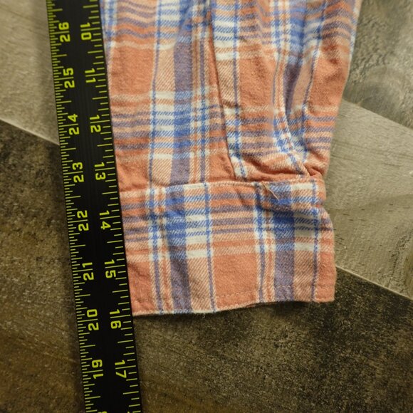 Blue B Collection Plaid Flannel Shirt L – Western Graphic Back, Distressed Hem - Picture 7 of 11